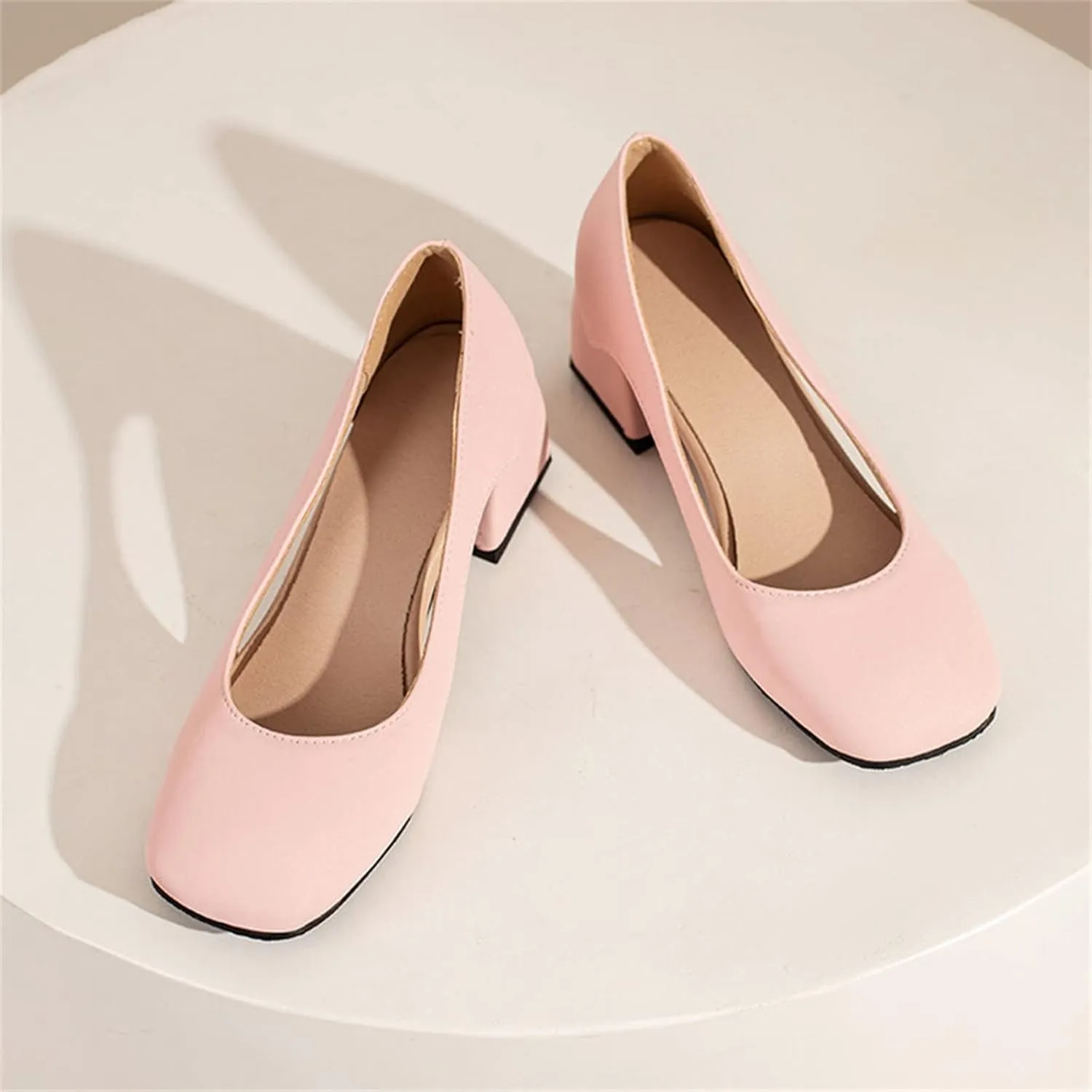 Chunky Heels for Women T Strap Mary Janes Closed Toe Dress Shoes Square Toe Office Shoes Suede Vintage Heels