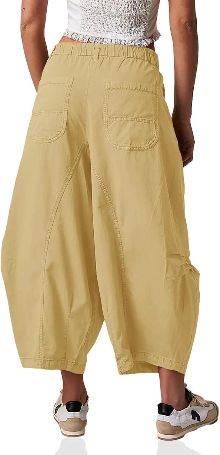 Cicy Bell Womens Harem Pants Casual Baggy Elastic Waist Wide Leg Beach Pants with Pockets