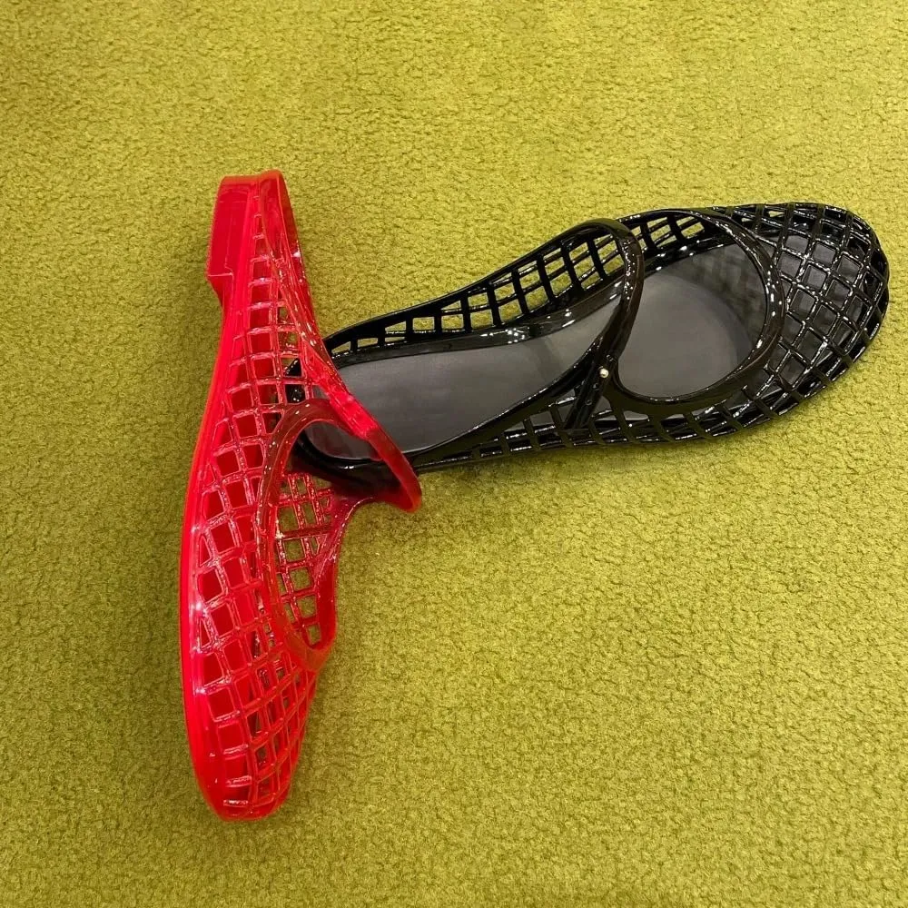 Clear Jelly Sandals for Women Platform Jelly Mules Hollow Water Slides Slip on House Slippers with Straps Wide Round Toes Lightweight Breathable No Slip Summer Dress Shoes Beach Party Cruise Vacation