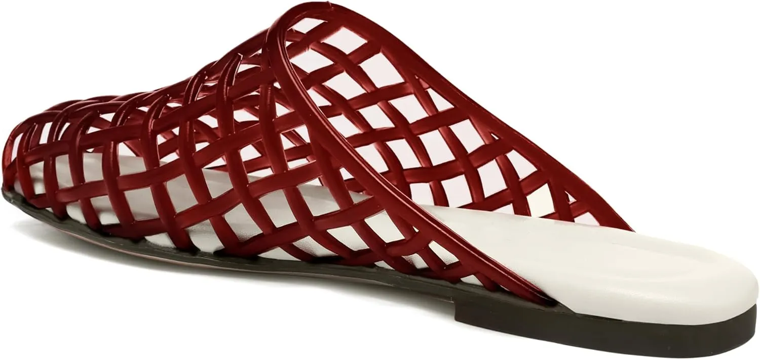 Clear Jelly Shoes for Women Slip on Jelly Mesh Slides Comfortable Closed Toe Flats Sandals Summer Beach Slippers.
