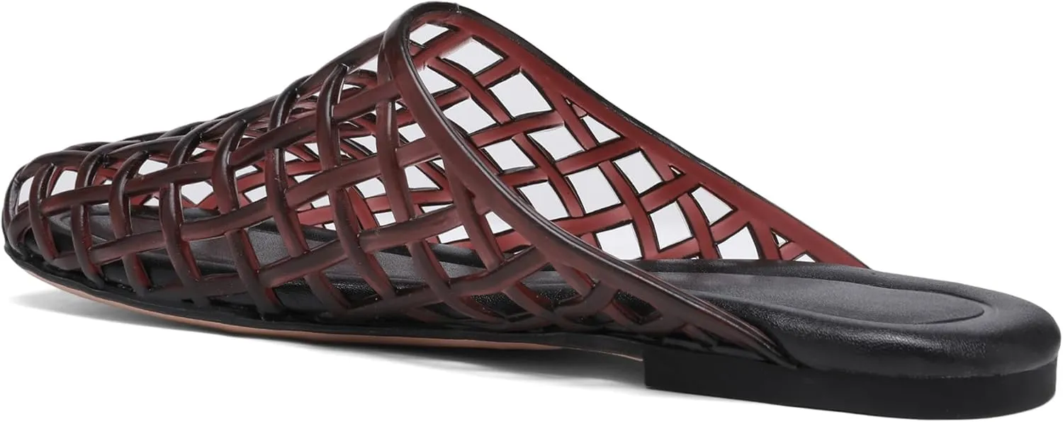 Clear Jelly Shoes for Women Slip on Mesh Slides Comfortable Closed Toe Jelly Flats Sandals Casual Summer Beach Slippers.