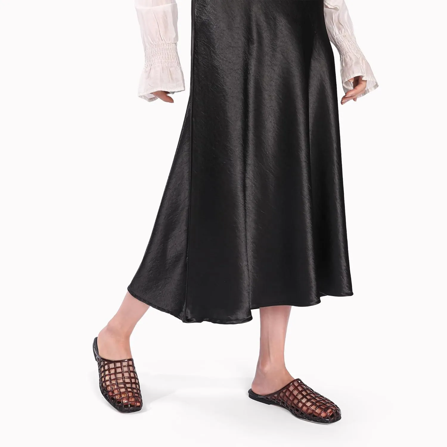 Clear Jelly Shoes for Women Slip on Mesh Slides Comfortable Closed Toe Jelly Flats Sandals Casual Summer Beach Slippers.
