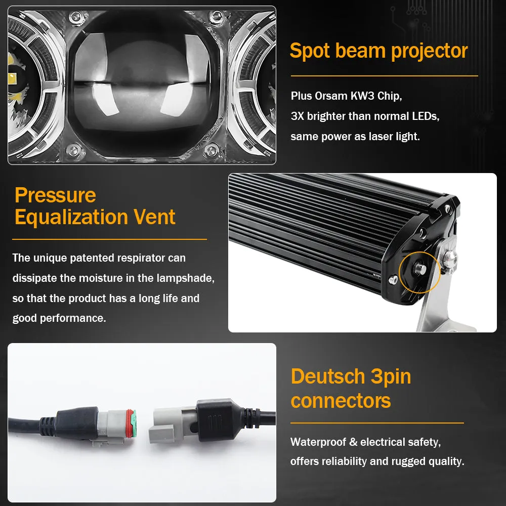 CO LIGHT 50inch Single Row Laser Light Bar With White Halo