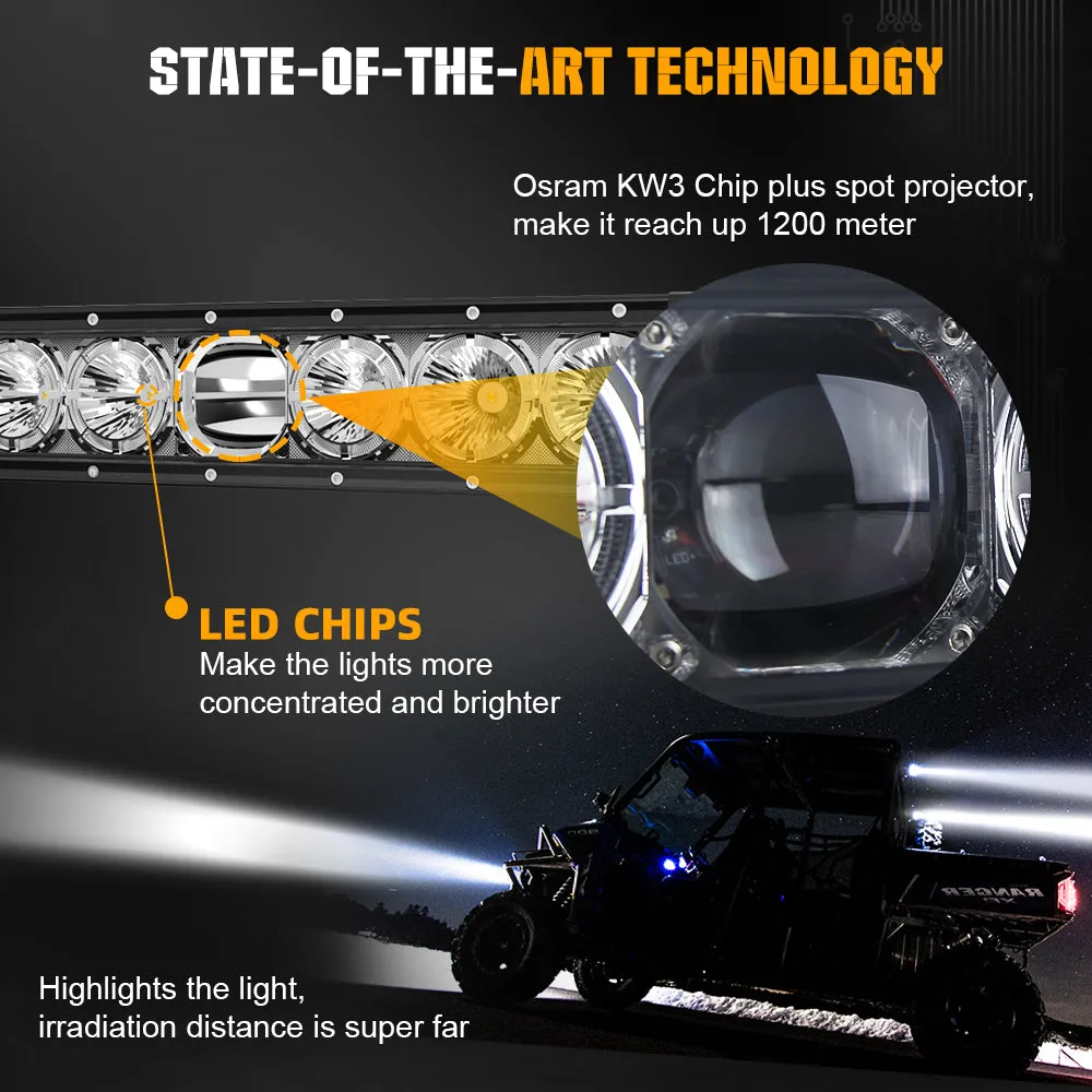 CO LIGHT 50inch Single Row Laser Light Bar With White Halo