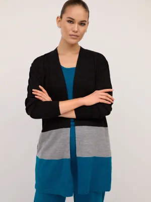 Colorblock Open-Front Cardigan