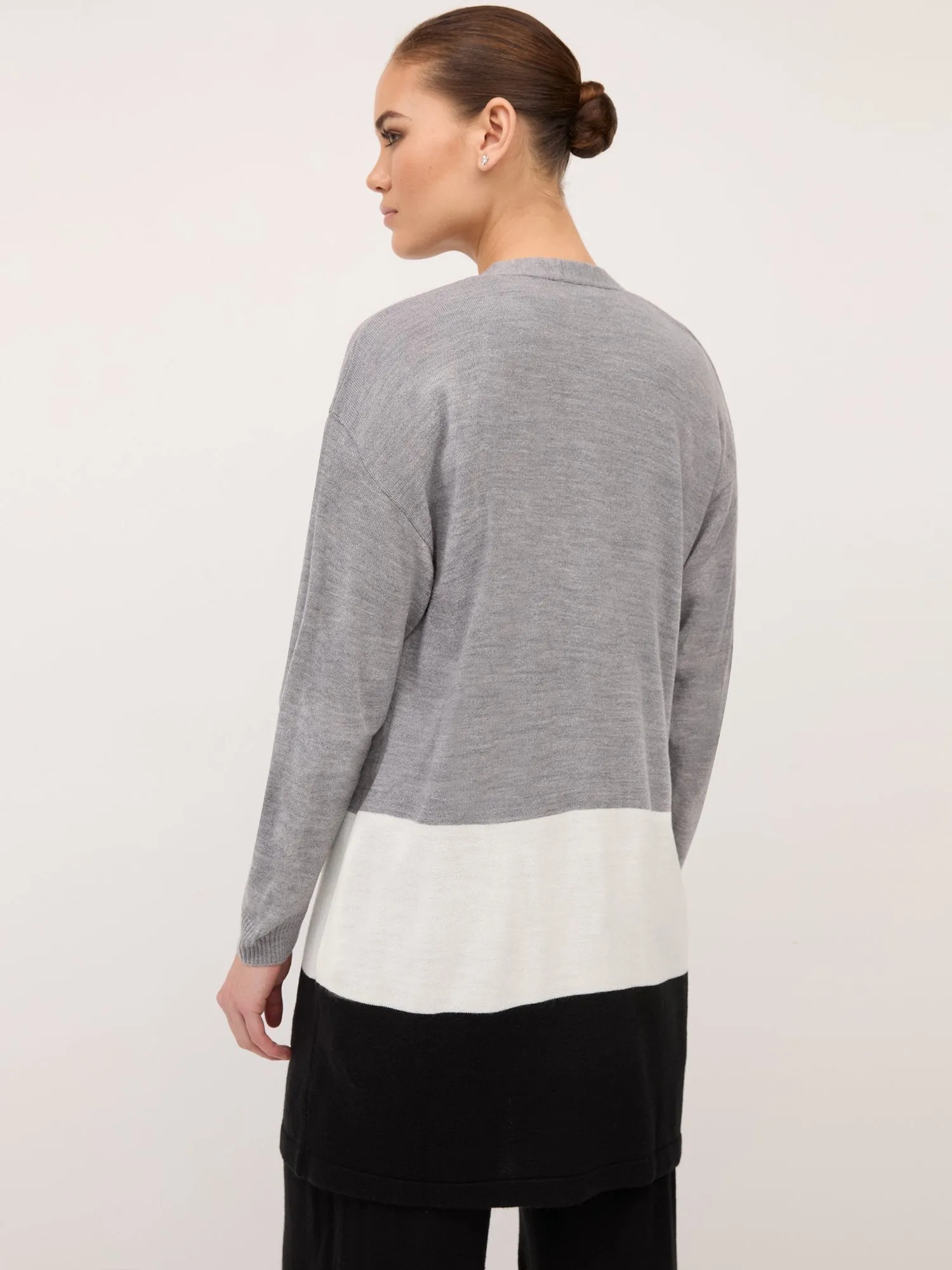 Colorblock Open-Front Cardigan
