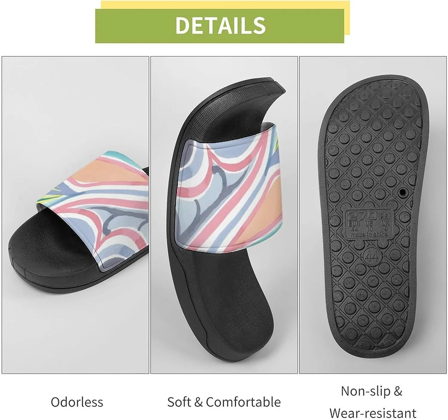 Colorful Watercolor Botanical Abstract Pattern Sandals Shower Men's Sandals Bathroom Slippers Non-Slip Indoor Home House Beach Shoes