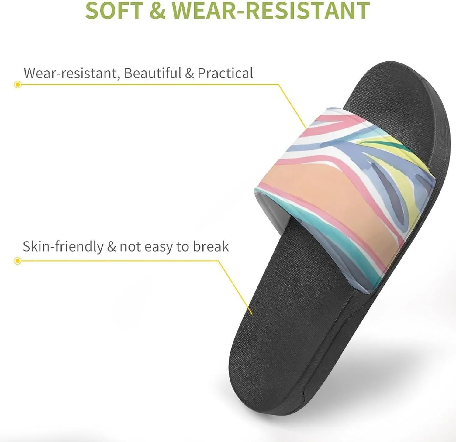 Colorful Watercolor Botanical Abstract Pattern Sandals Shower Men's Sandals Bathroom Slippers Non-Slip Indoor Home House Beach Shoes