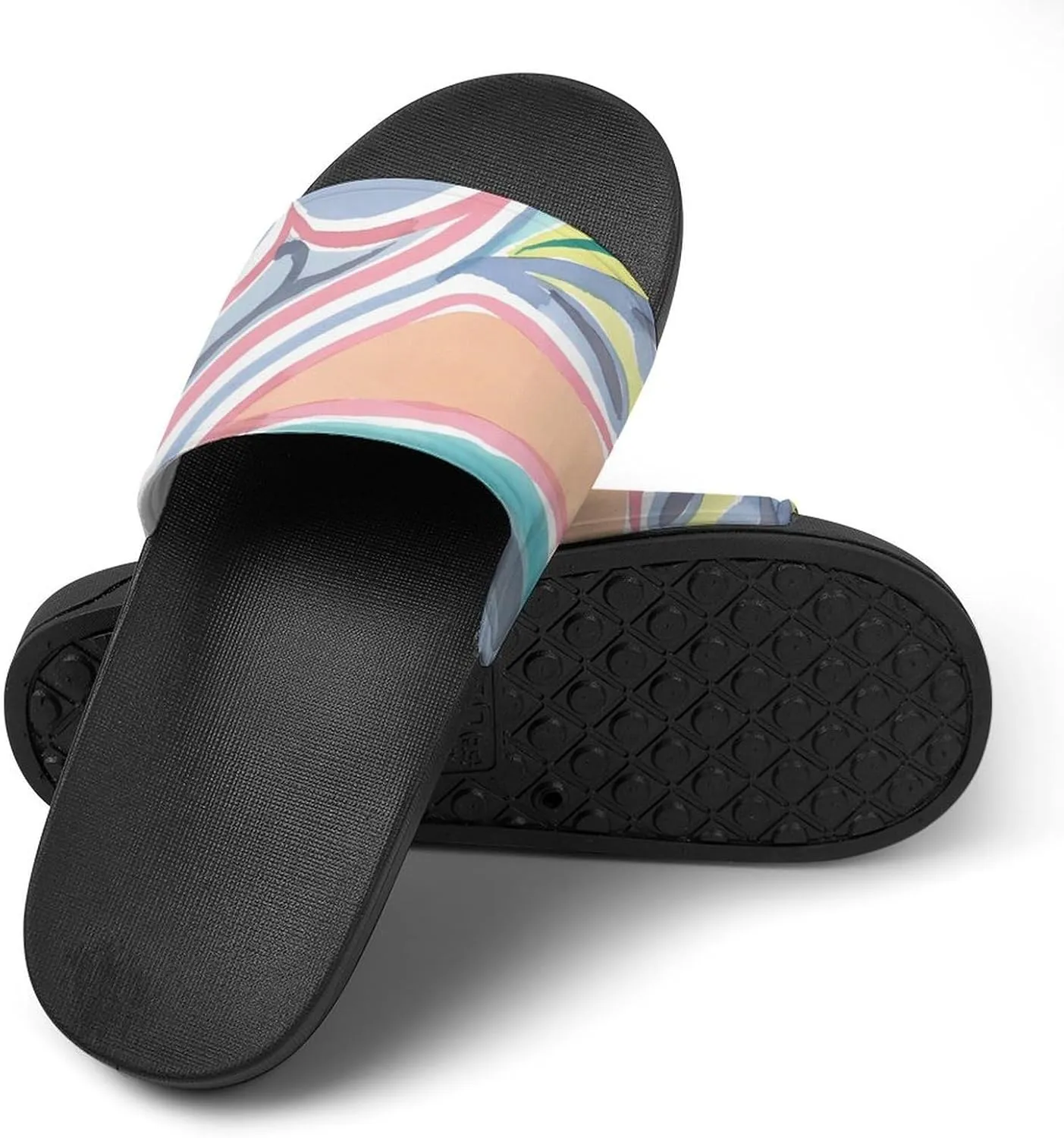 Colorful Watercolor Botanical Abstract Pattern Sandals Shower Men's Sandals Bathroom Slippers Non-Slip Indoor Home House Beach Shoes