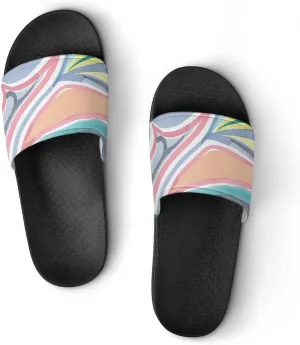 Colorful Watercolor Botanical Abstract Pattern Sandals Shower Men's Sandals Bathroom Slippers Non-Slip Indoor Home House Beach Shoes