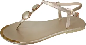 Comfy Boho Flip Flops for Women 2025,Open Toe Elastic Metal Decor T-Strap Slingback Slip On Flat Sandals Ladies Cushion Footbed Non-Slip Stylish Shoes for Daily Wear Outdoor Indoor