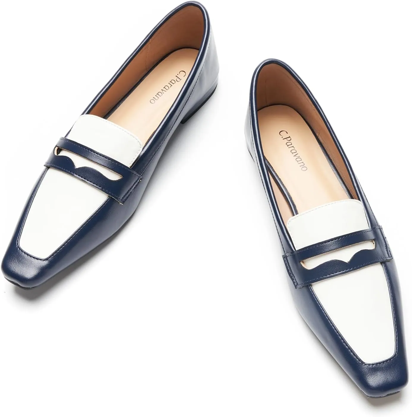 C.Paravano Penny Loafers for Women, Slip-ons Comfortable Dressy Formal Dress Square Toe Flats Loafer Shoes for Business Casual Wear