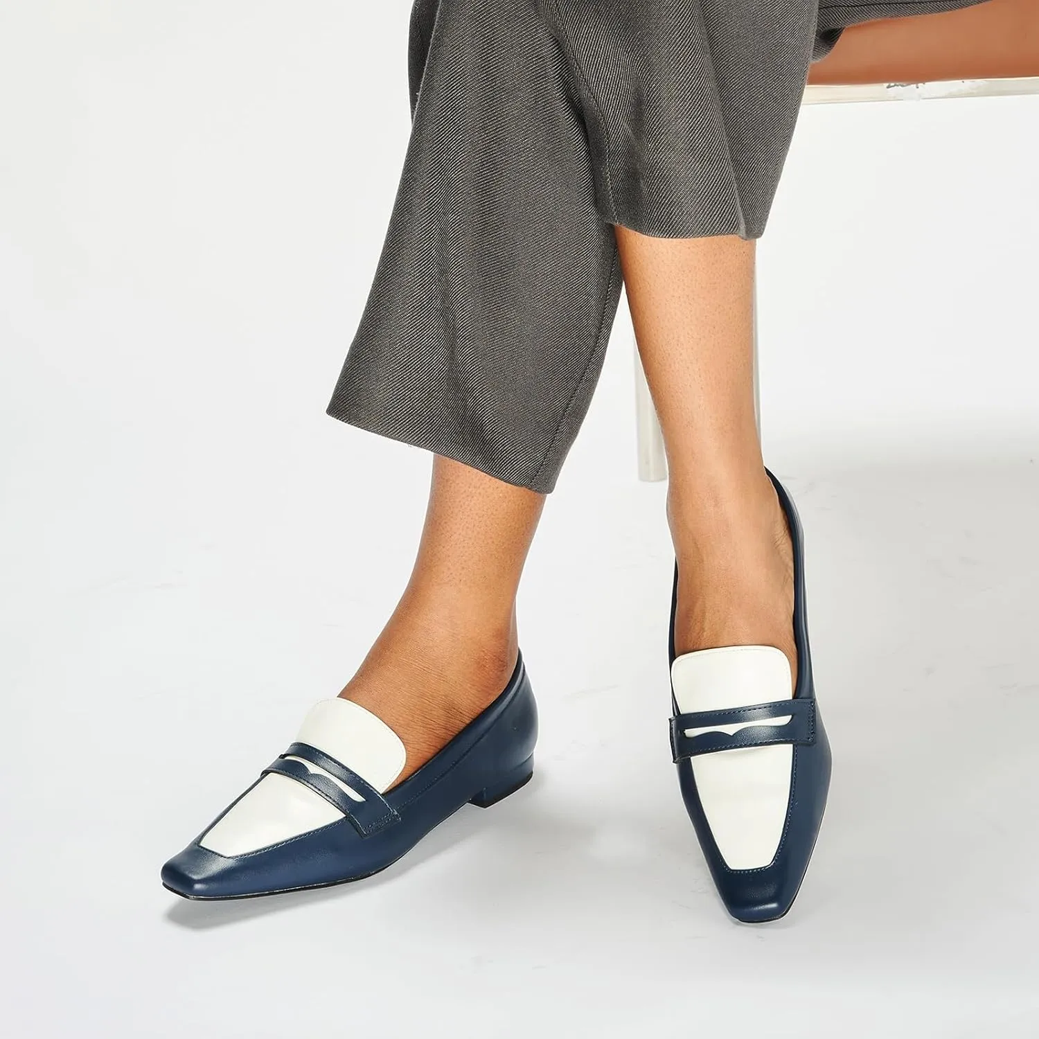 C.Paravano Penny Loafers for Women, Slip-ons Comfortable Dressy Formal Dress Square Toe Flats Loafer Shoes for Business Casual Wear
