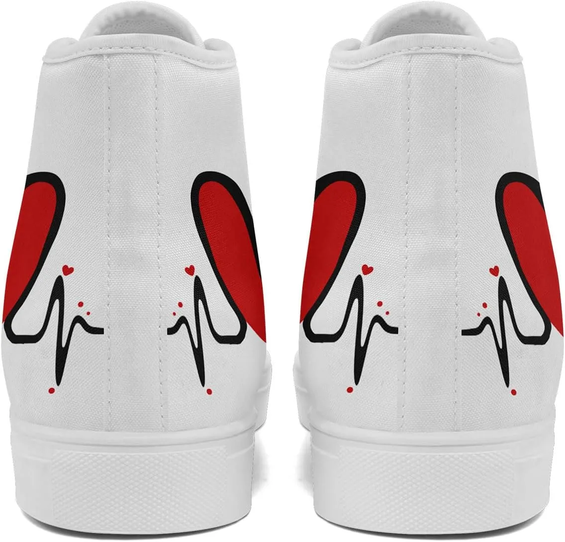Custom Sneakers for Couples Romantic Gifts for Him Her Black White Personalized Trendy Love Unisex High-Top Canvas Shoes