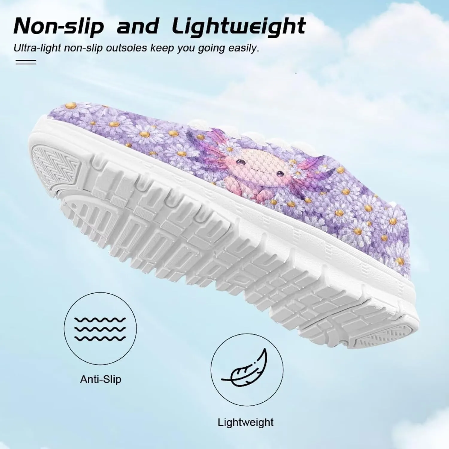 Cute Axolotl Girls Running Shoes Trendy Sneakers for Kids Athletic Shoes