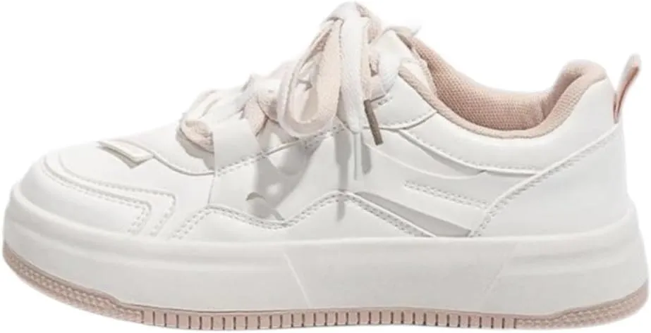 Cute Cloud Kicks Fashion Sneakers for Women and Teen Girls | Trendy White Platform Shoes with Pink/Blue Accent | Korean Style Streetwear