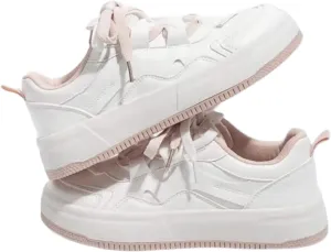 Cute Cloud Kicks Fashion Sneakers for Women and Teen Girls | Trendy White Platform Shoes with Pink/Blue Accent | Korean Style Streetwear