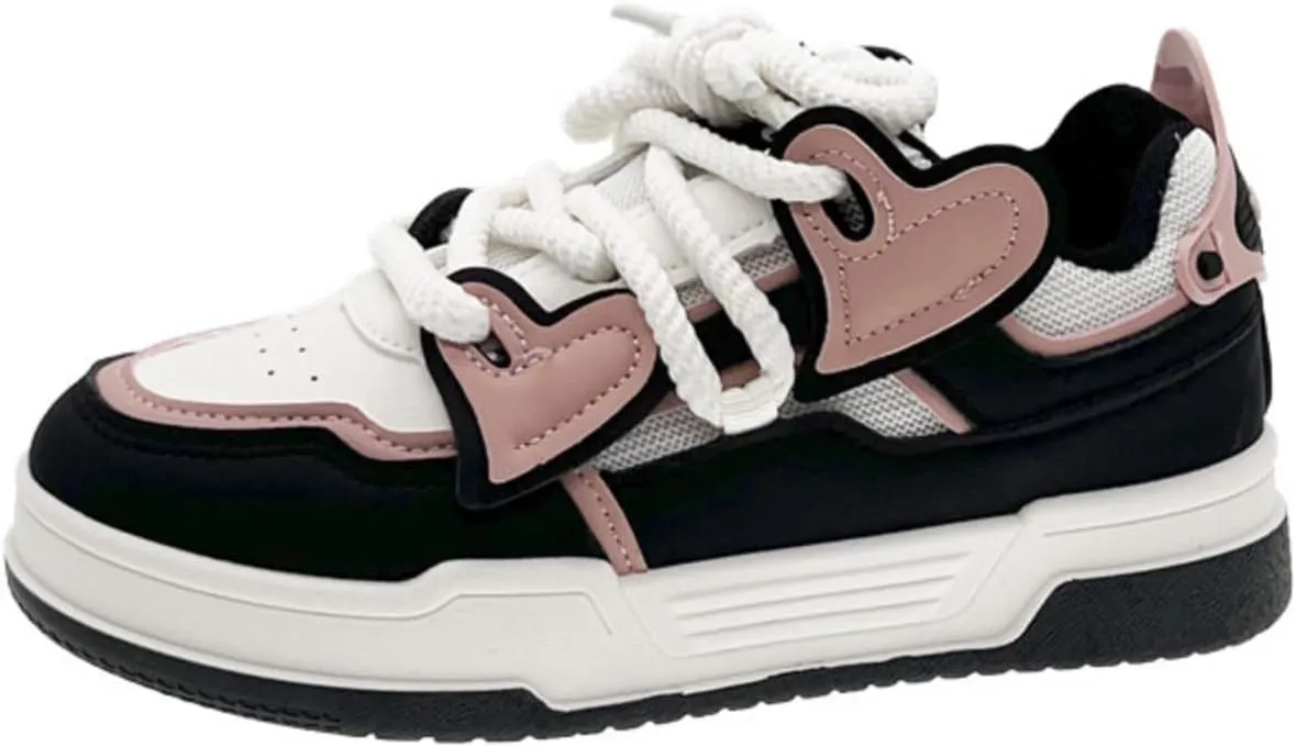 Cute Heart Platform Shoes, Stylish Chunky Sneakers for Women, Thick Soled Shoes, Aesthetic Shoes for Outdoor Walking