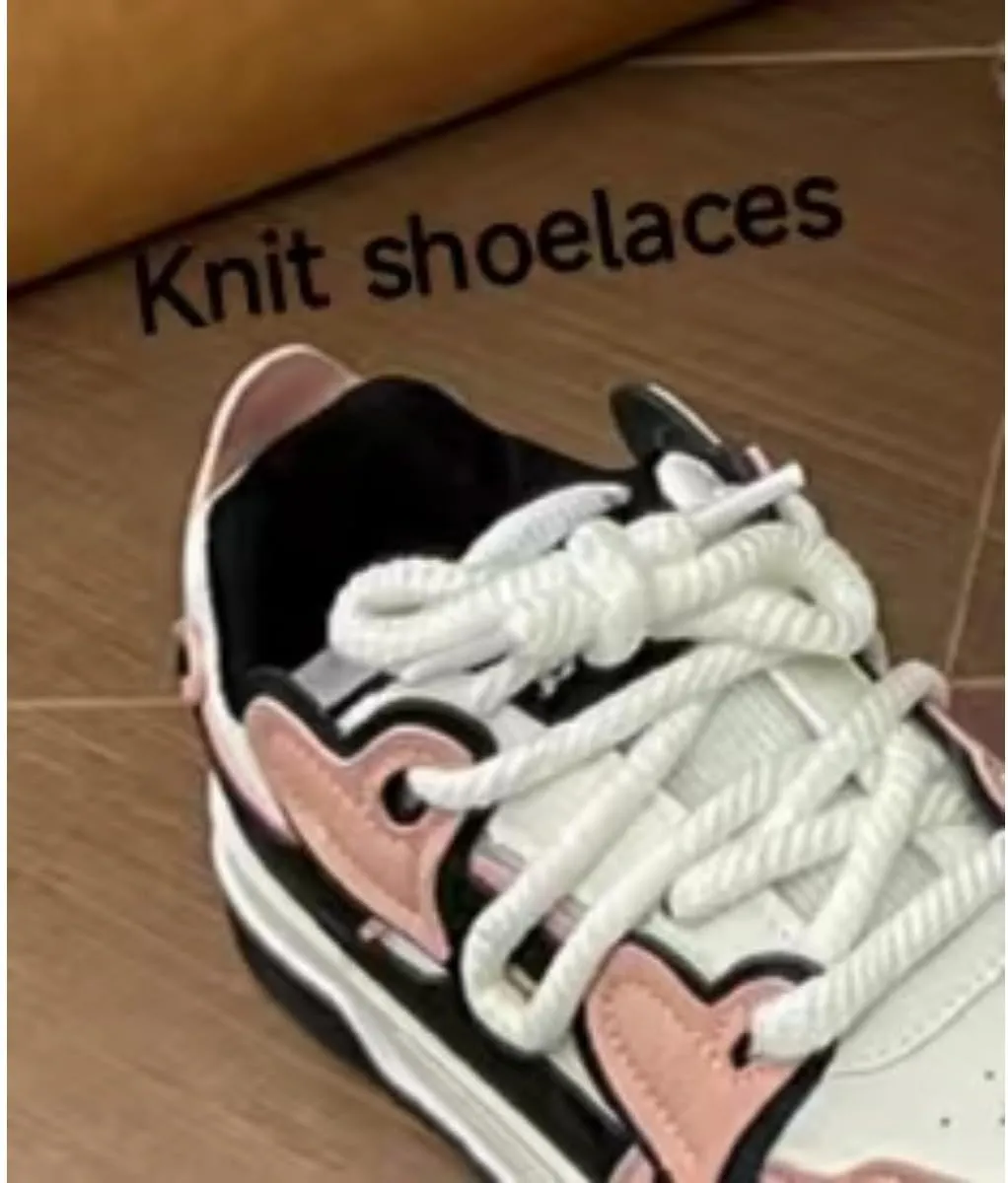 Cute Heart Platform Shoes, Stylish Chunky Sneakers for Women, Thick Soled Shoes, Aesthetic Shoes for Outdoor Walking