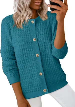 Dokotoo Cardigan Sweaters for Women Lightweight Long Sleeve Open Front 2024 Button Down Jacket Winter
