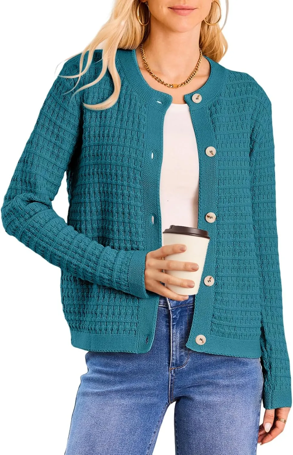 Dokotoo Cardigan Sweaters for Women Lightweight Long Sleeve Open Front 2024 Button Down Jacket Winter