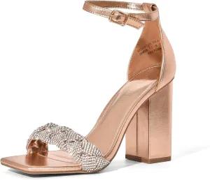 DREAM PAIRS Women's Heels for Women Braided Open Toe Ankle Strap High Block Chunky Heel Sandals Party Wedding Dress Pumps Shoes