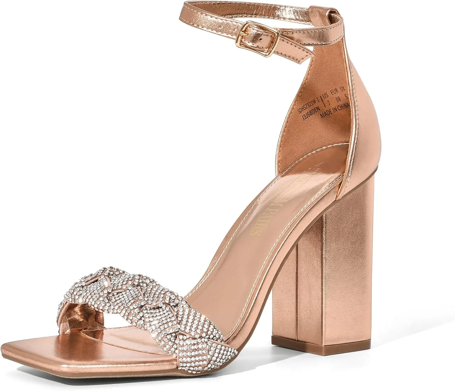 DREAM PAIRS Women's Heels for Women Braided Open Toe Ankle Strap High Block Chunky Heel Sandals Party Wedding Dress Pumps Shoes