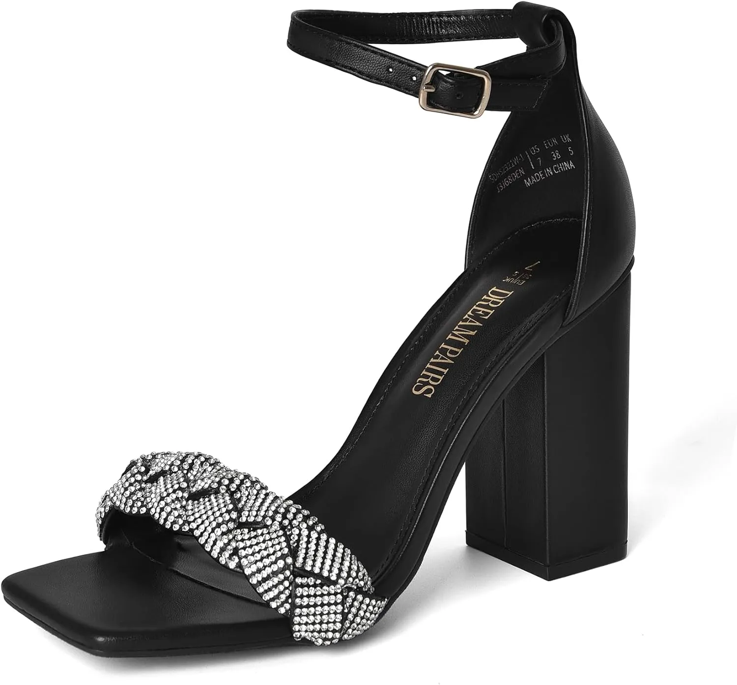 DREAM PAIRS Women's Heels for Women Braided Open Toe Ankle Strap High Block Chunky Heel Sandals Party Wedding Dress Pumps Shoes