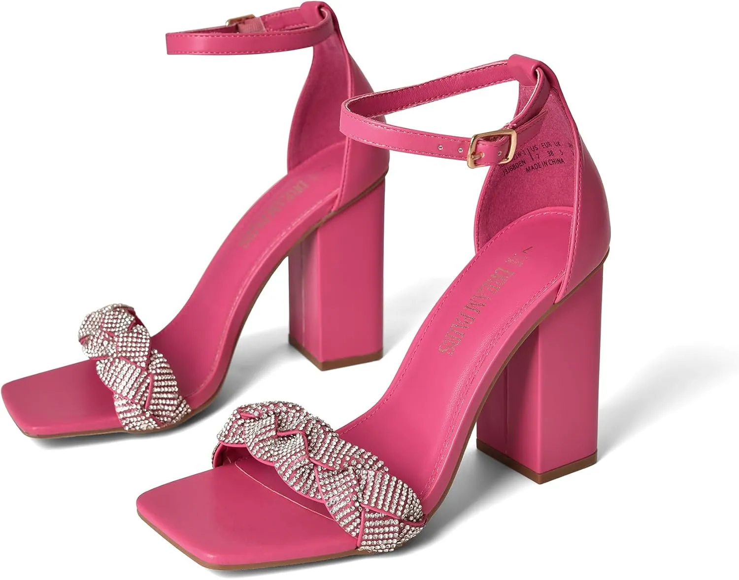 DREAM PAIRS Women's Heels for Women Braided Open Toe Ankle Strap High Block Chunky Heel Sandals Party Wedding Dress Pumps Shoes