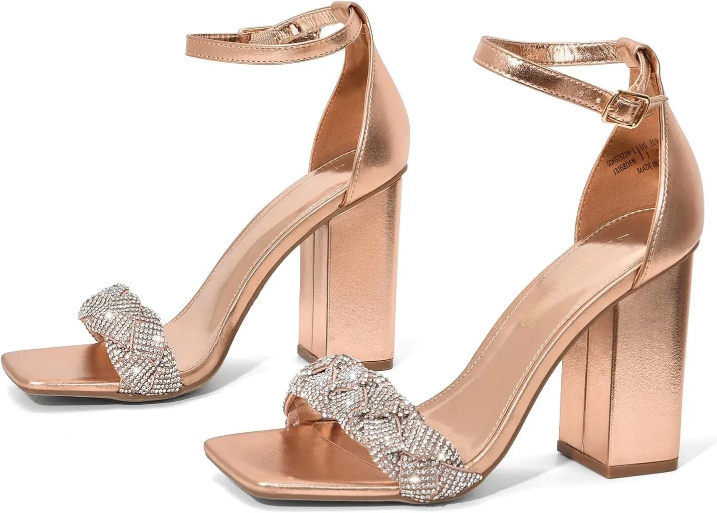 DREAM PAIRS Women's Heels for Women Braided Open Toe Ankle Strap High Block Chunky Heel Sandals Party Wedding Dress Pumps Shoes