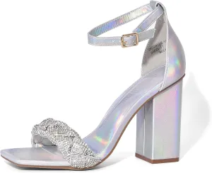 DREAM PAIRS Women's Heels for Women Braided Open Toe Ankle Strap High Block Chunky Heel Sandals Party Wedding Dress Pumps Shoes