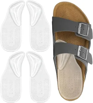 Dr.Foot Arch Support Shoe Inserts for Plantar Fasciitis Relief, Self-Adhesive Arch Pads Heel Cushion for Flats, Heel Pain, Gel Arch Insoles for Men and Women 2 Pairs (Large, Transparent)