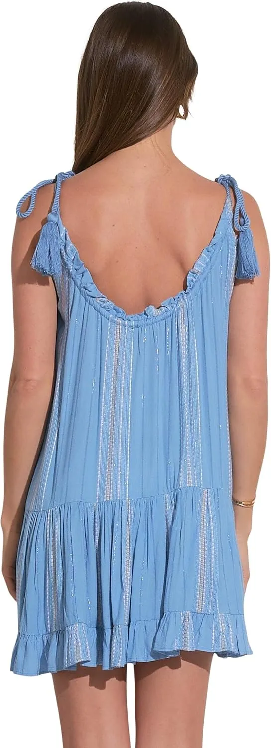 ELAN Women's Ruffled Tie Straps Mini Dress