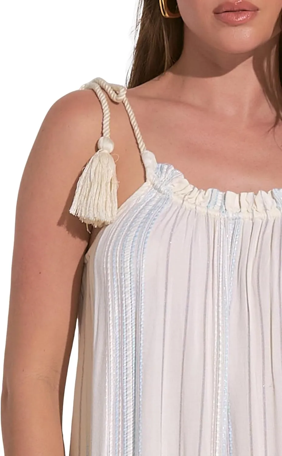 ELAN Women's Ruffled Tie Straps Mini Dress