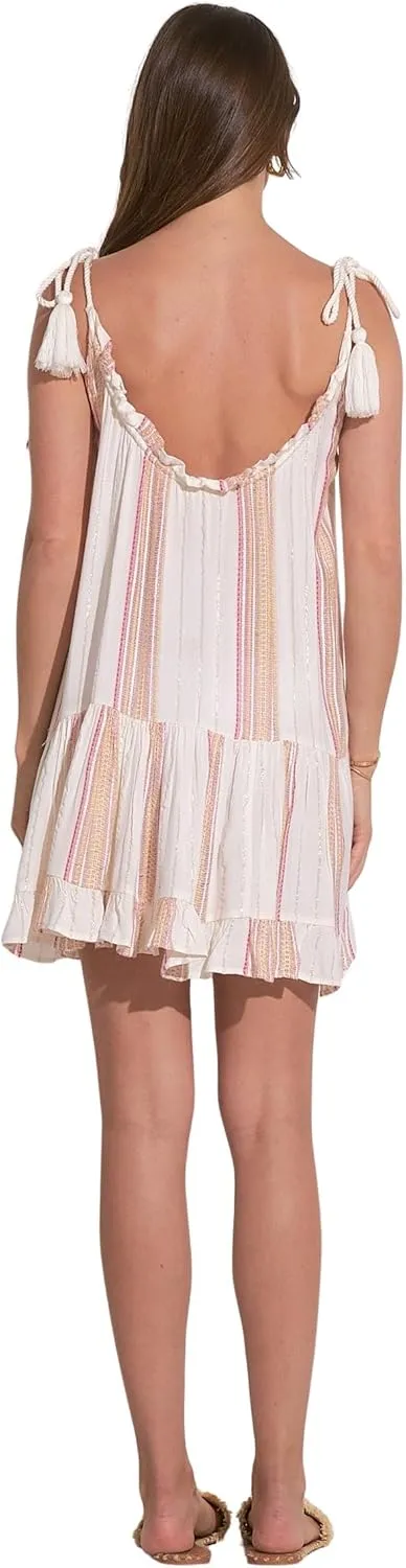 ELAN Women's Ruffled Tie Straps Mini Dress