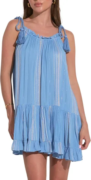 ELAN Women's Ruffled Tie Straps Mini Dress