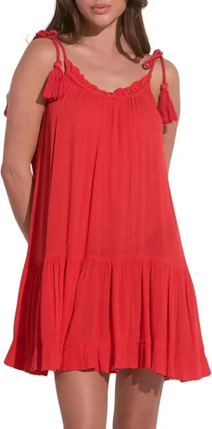 ELAN Women's Ruffled Tie Straps Mini Dress