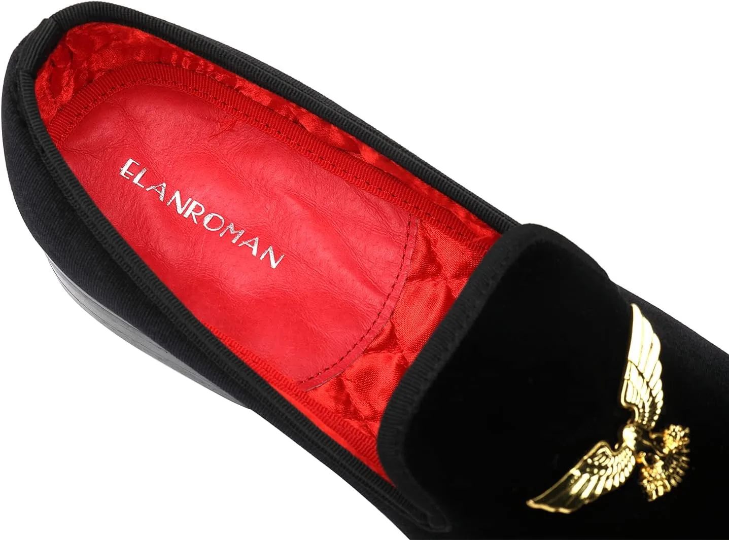 ELANROMAN Men's Loafers Gold Buckle Fashion Handmade Wedding Party Prom Shoes