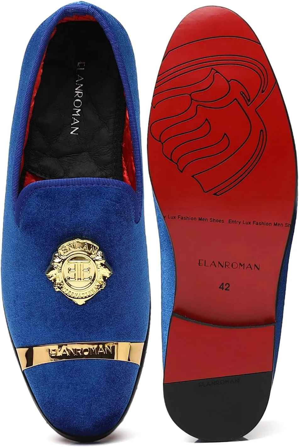ELANROMAN Men's Velvet Loafers Dress Fashion Wedding Party Prom Shoes