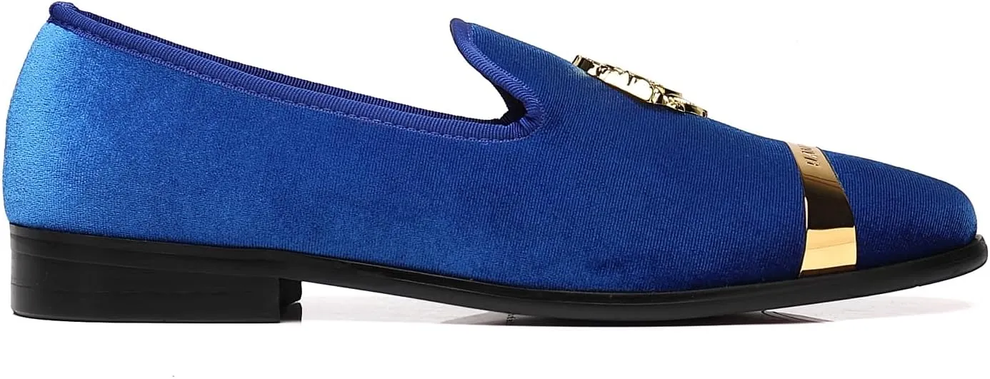 ELANROMAN Men's Velvet Loafers Dress Fashion Wedding Party Prom Shoes