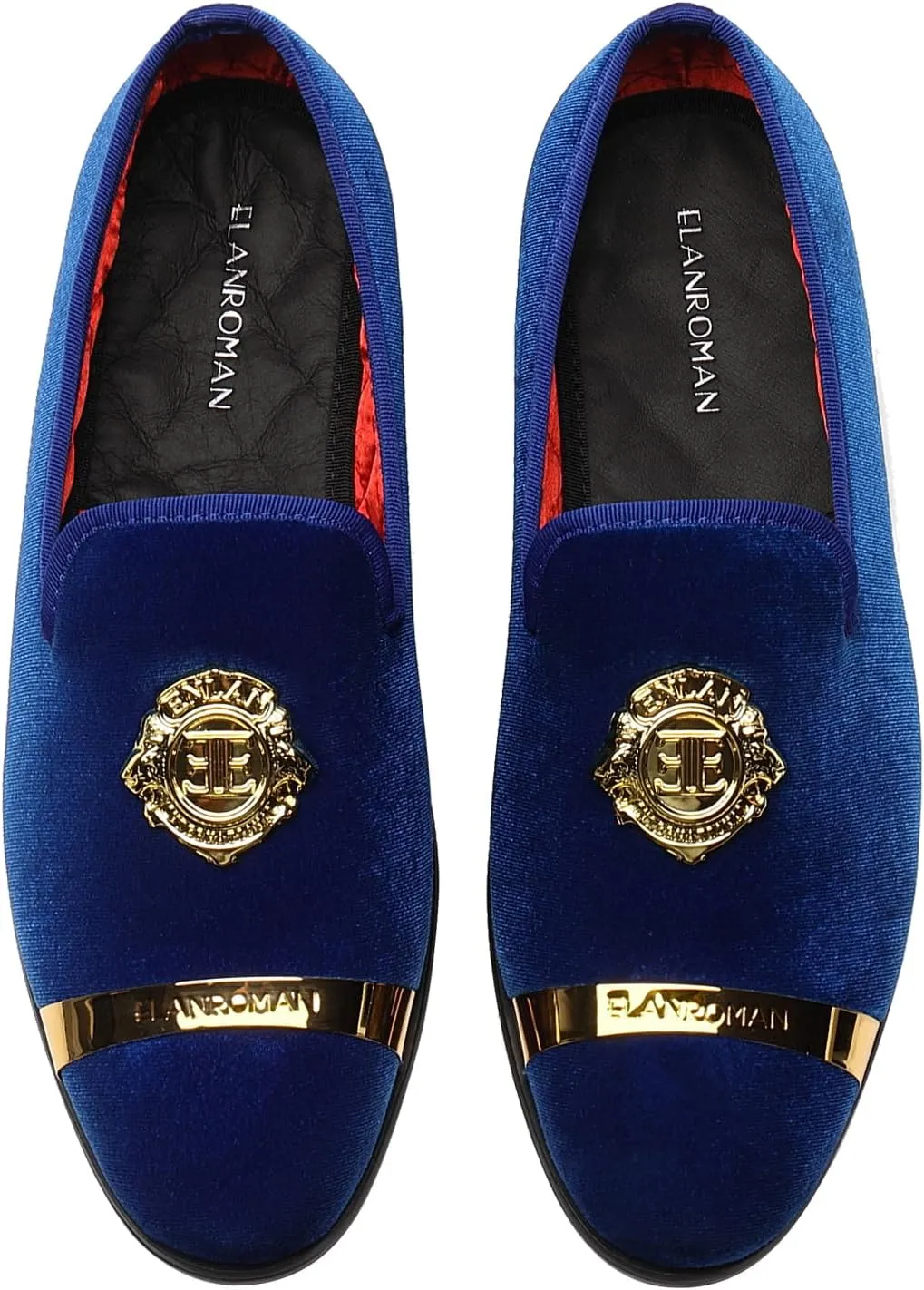 ELANROMAN Men's Velvet Loafers Dress Fashion Wedding Party Prom Shoes