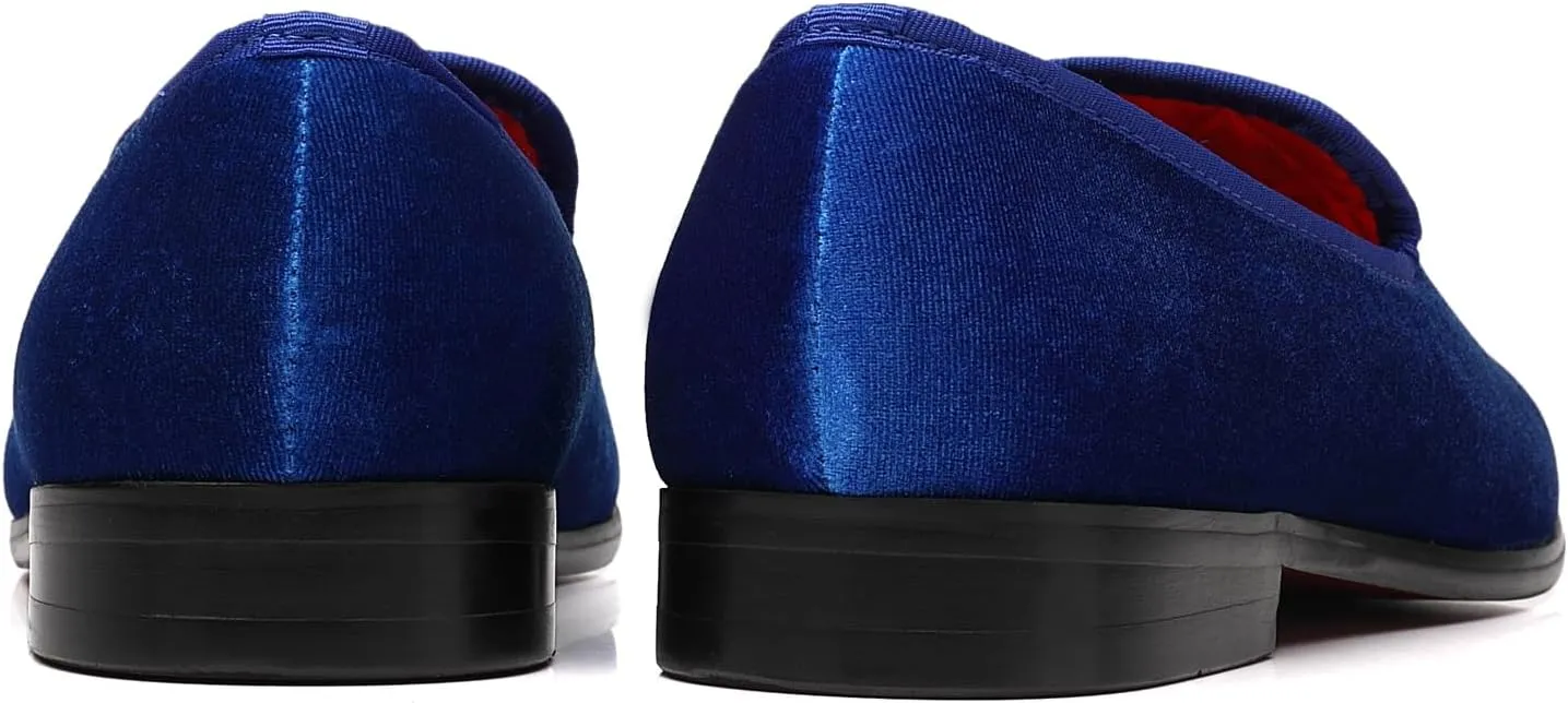 ELANROMAN Men's Velvet Loafers Dress Fashion Wedding Party Prom Shoes
