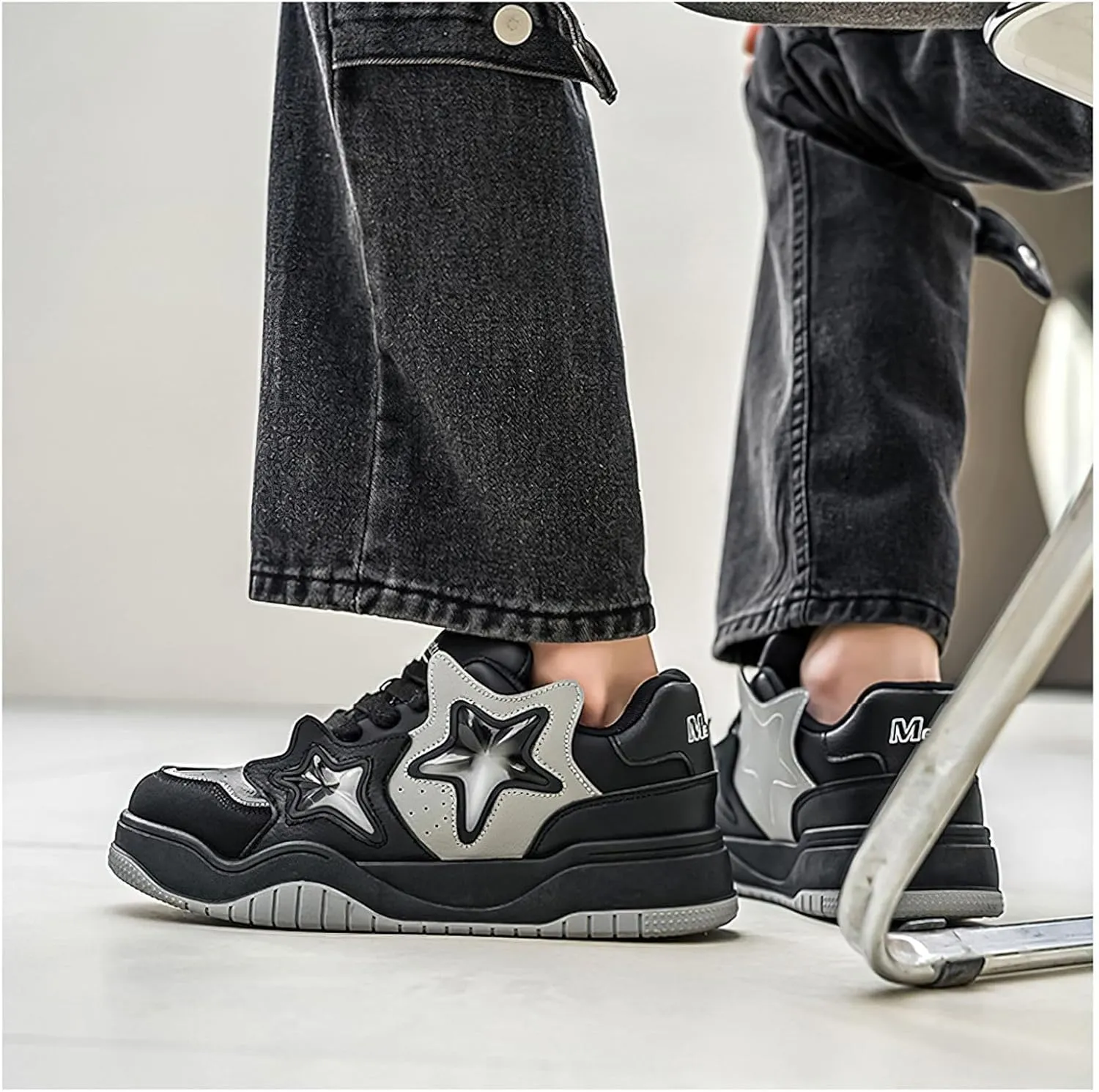 Exusiai Chunky Sneakers for Men Fashion Design Star Y2K Shoes Comfortable Skateboard Walking Platform Dad Shoes White/Black/Green