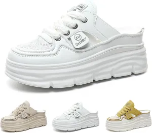 Fashion Comfortable Women's Platform Sneakers with Breathable Cutout Design and Lace Up Closure - Perfect for Summer