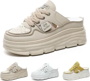 Fashion Comfortable Women's Platform Sneakers with Breathable Cutout Design and Lace Up Closure - Perfect for Summer