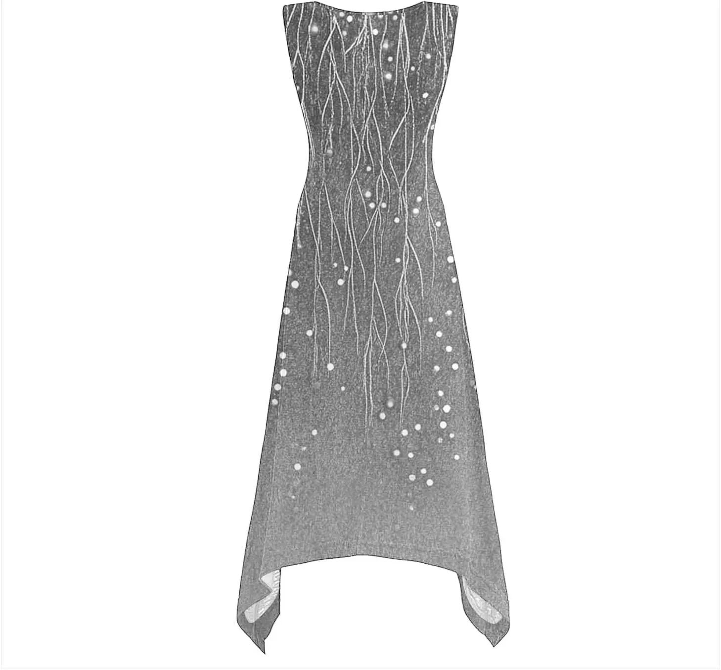 Fashion Floral Printed Dress for Women Trendy 2025 Spring Summer Beach Dresses Casual Round Neck Sleeveless Dress