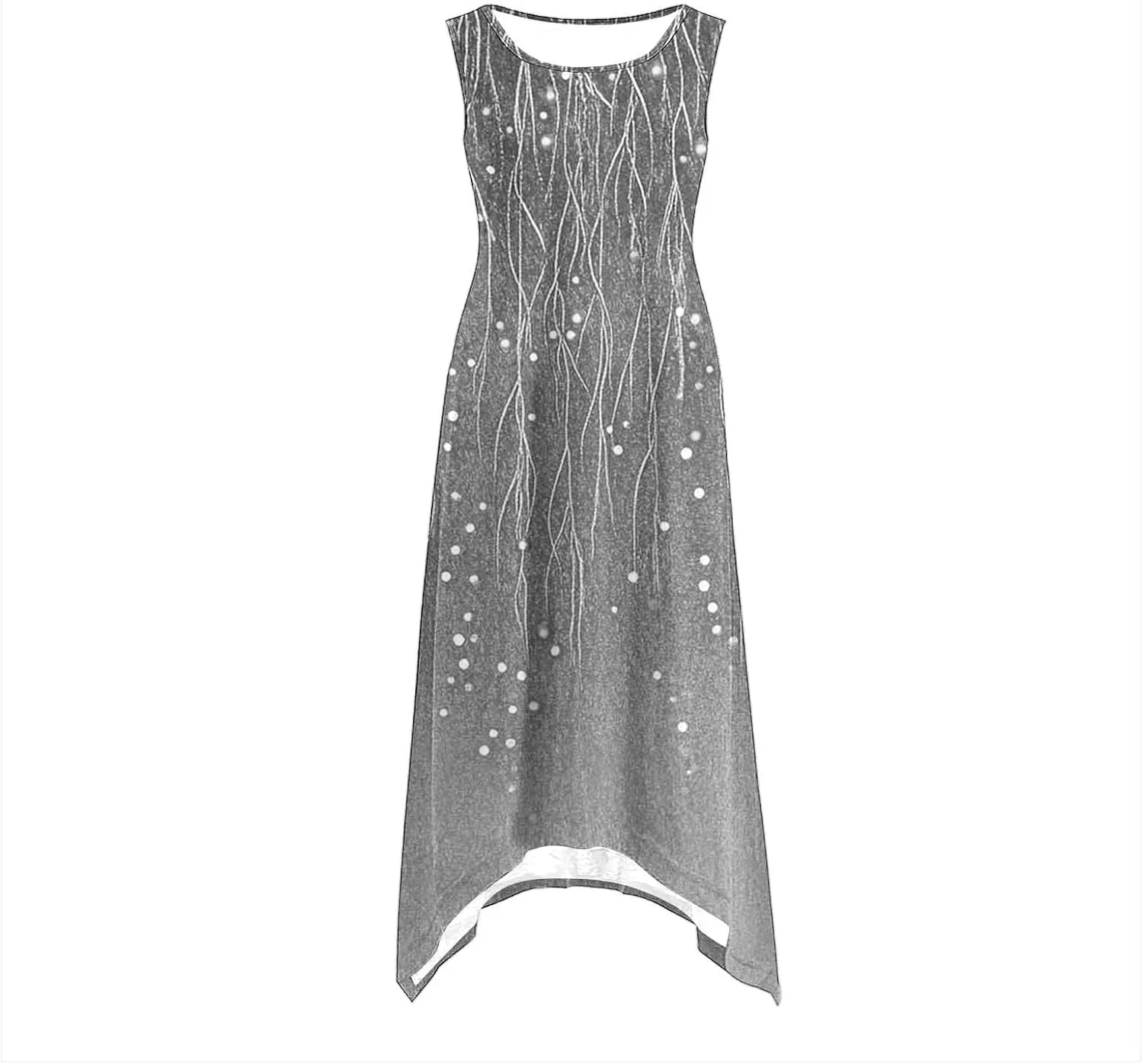 Fashion Floral Printed Dress for Women Trendy 2025 Spring Summer Beach Dresses Casual Round Neck Sleeveless Dress