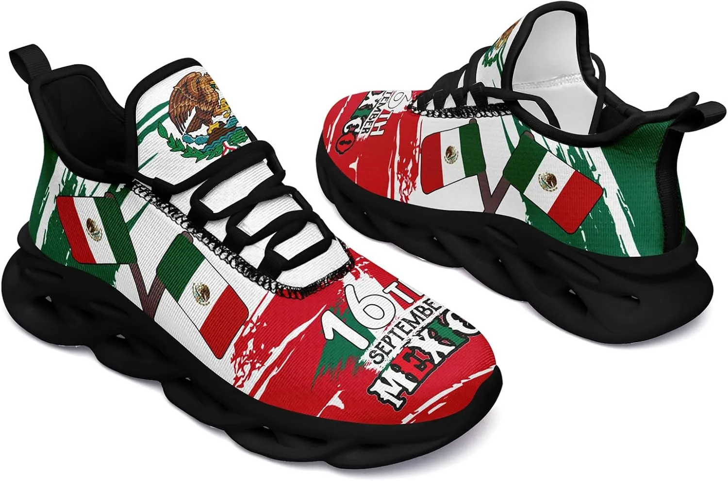 Fashion Mexico Flag Sneakers for Men Women Mesh Lightweight Breathable Stylish Mexican Sports Athletic Shoes