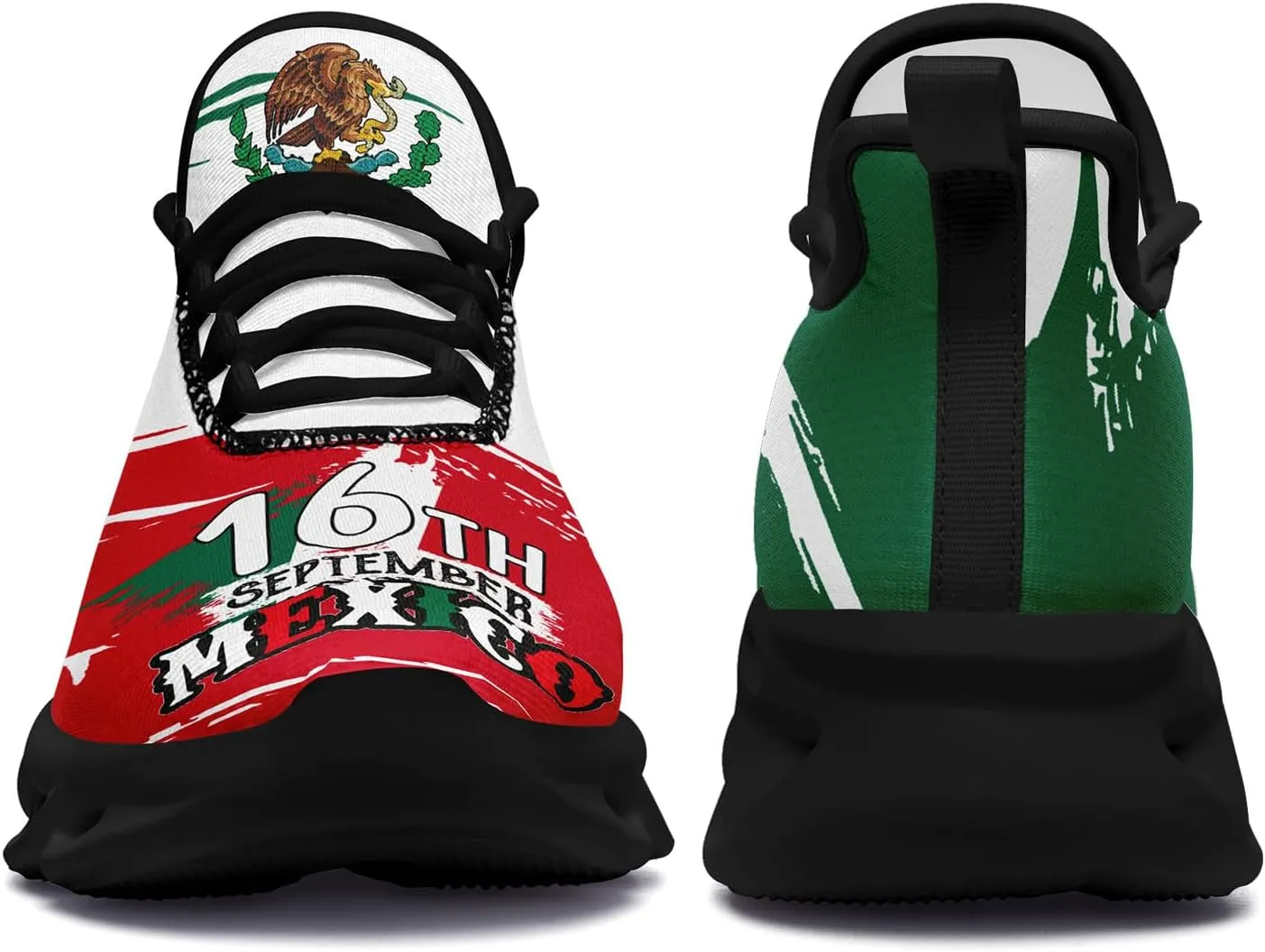Fashion Mexico Flag Sneakers for Men Women Mesh Lightweight Breathable Stylish Mexican Sports Athletic Shoes