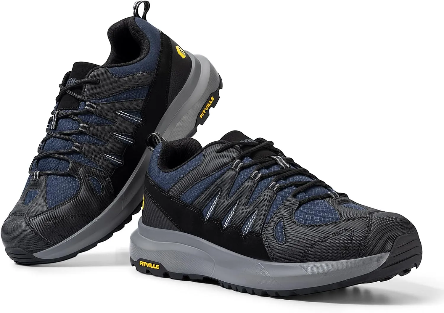 FitVille Men's Wide Hiking Shoes for Men Go Walking Hiking Shoes Trekking Trails Sneakers with Arch Support